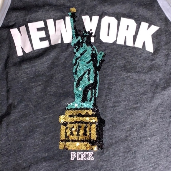 Rare Victoria Secret Pink Statue of Liberty sequin embellished tank top small - Picture 2 of 7